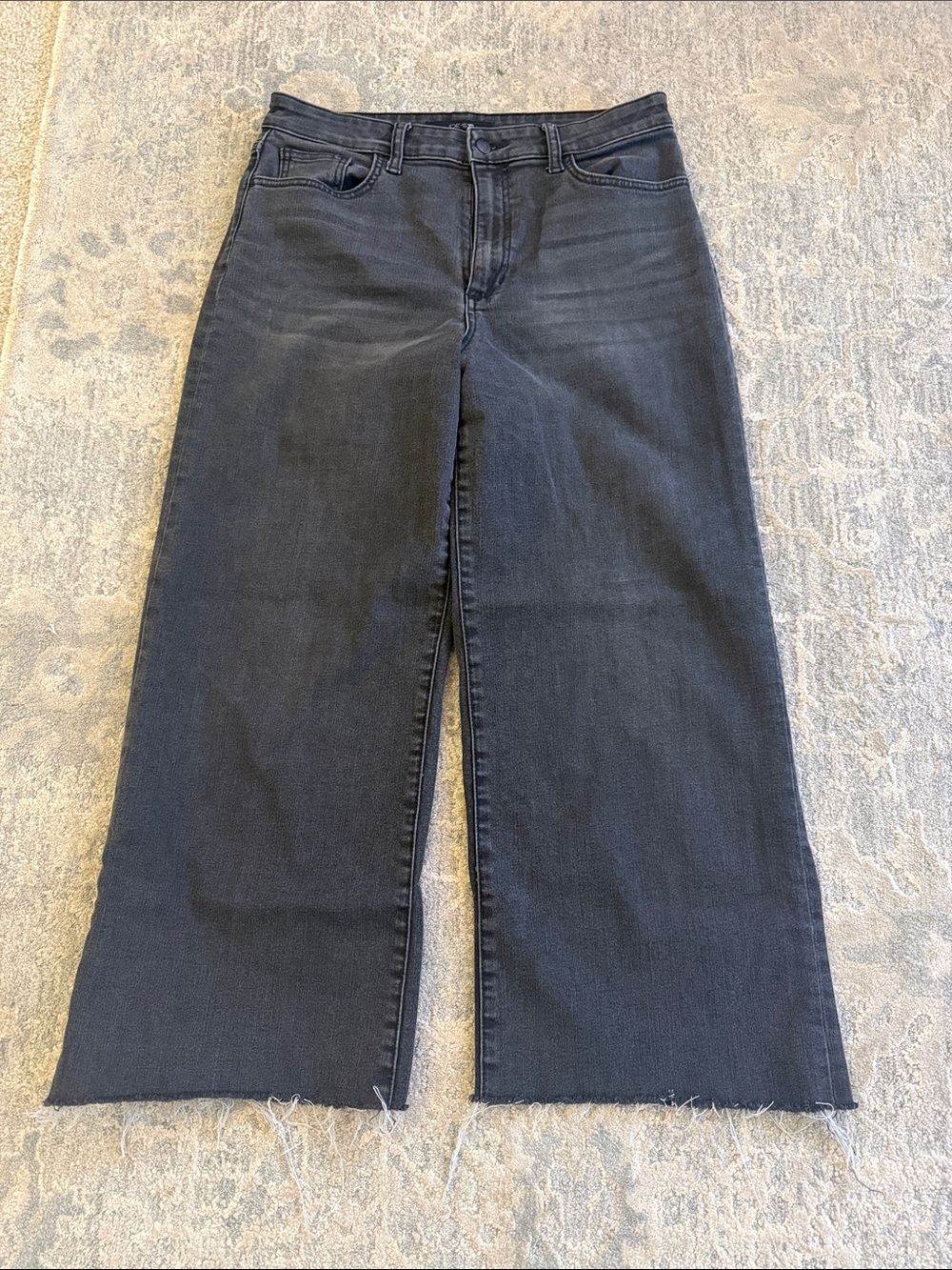 Joe's Jeans Black Wide-Leg Raw-Hem Flare Jeans